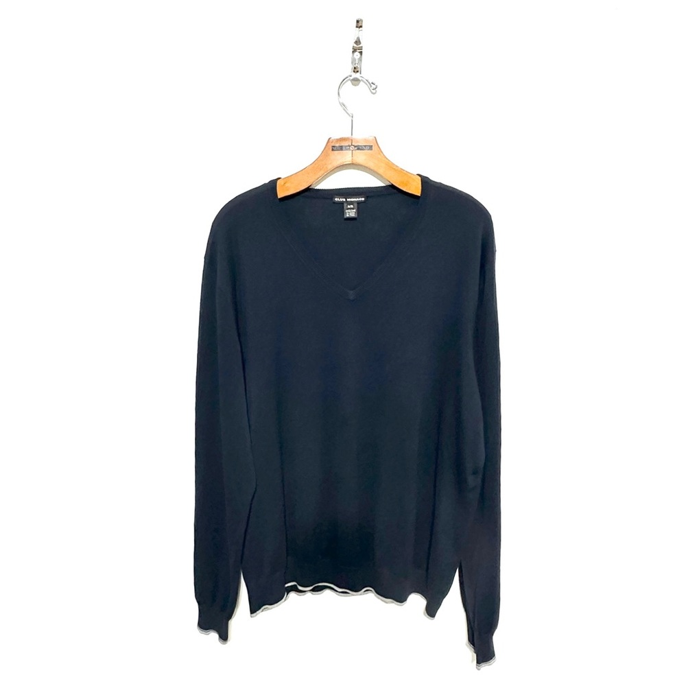 Club Monaco Men’s Navy Blue 100% Cotton V Neck Sweater XL